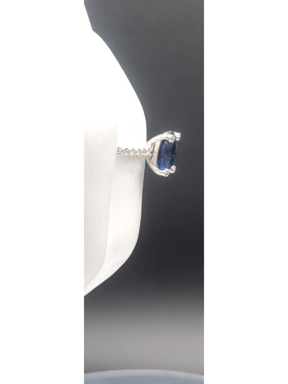 Sterling Silver Sapphire Ring NV Nevada 925 Pave CZ Band Size 6 Cubic Zirconia - Picture 4 of 16